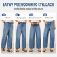 👖🌊 Damske dżinsy w stylu vintage z szerokimi nogawkami i wysokim stanem – elastyczny pas, luźny krój, na co dzień☁️