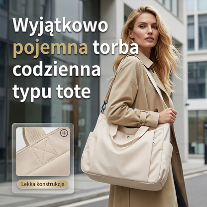 🛍️✨ Duża damska torba typu tote z nylonu – wodoodporna, pojemna, z trzema sposobami noszenia, idealna na każdą wycieczkę i na co dzień👜