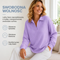 🧶✨ Damska dzianinowa bluzka o fakturze waflowej z dekoltem w kształcie litery V – luźny krój oversize, miękka, 12 kolorów, rozmiary S–5XL👕