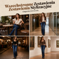 🌼✨ Damska dżinsowa spódnica w stylu retro z dzwonowymi nogawkami i haftowanym wstawką w stylu bohemy – wysoki stan, gruby dżins, motywy kwiatowe