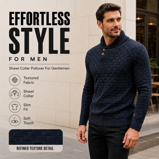 🧶👔 Elegancki Męski Sweter z Szalowym Kołnierzem – Klasyczny, Ciepły i Wygodny | S–3XL 🍂
