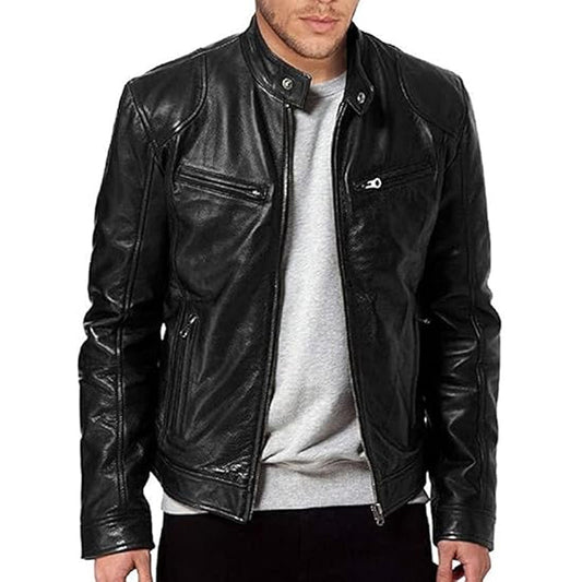 🧥🔥 Męska kurtka ze skóry PU z stójką i zamkiem błyskawicznym – nowoczesny krój, wodoodporna, 9 kolorów, rozmiary S–4XL