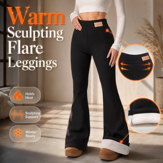 ❄️👖 Damskie legginsy z rozszerzanymi nogawkami i pluszową podszewką – wysoki stan, ciepłe, podkreślające sylwetkę, rozmiary S–L😍