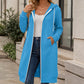 🌈🧥 Długa damska bluza z kapturem i zamkiem – luźny krój, 9 kolorów, rozmiary S–5XL
