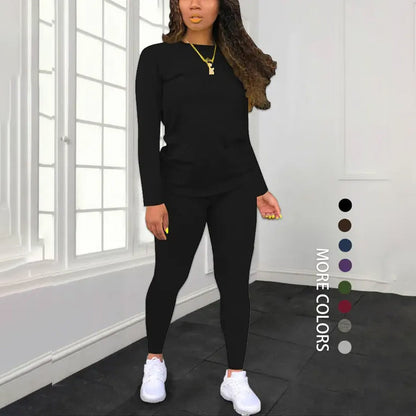 😍✨ Női, hosszú ujjú, kétrészes, slim fit sportruha – 8 színben, S–2XL🏃