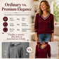 👚 Elegáns, V-kivágású, kontrasztos szegélyű női kötött pulóver – 5 színben, S–2XL☁️⭐