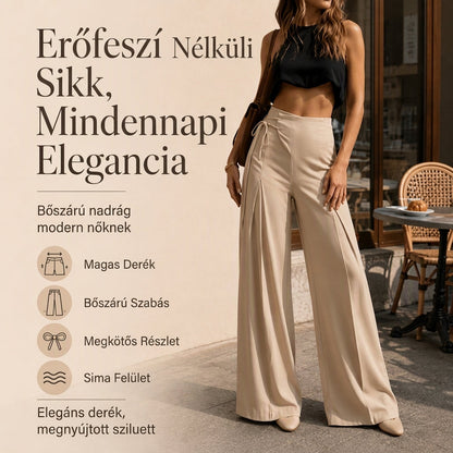 Női alkalmi magas derekú, széles szárú nadrágok