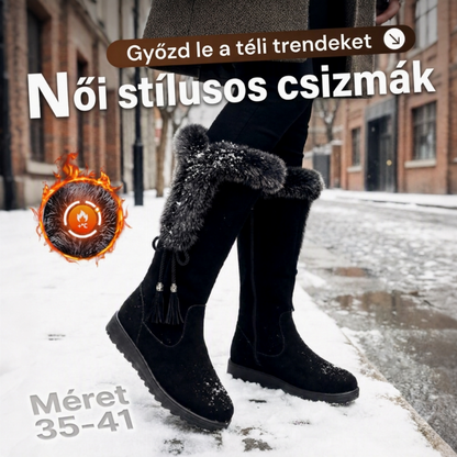 Női meleg, csúszásgátló, kopásálló félmagas szárú csizmák