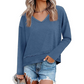 👚 Női, laza, hosszú ujjú, V-kivágású felső – 9 színben, S–2XL méretben