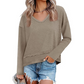 👚 Női, laza, hosszú ujjú, V-kivágású felső – 9 színben, S–2XL méretben