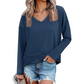 👚 Női, laza, hosszú ujjú, V-kivágású felső – 9 színben, S–2XL méretben