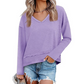 👚 Női, laza, hosszú ujjú, V-kivágású felső – 9 színben, S–2XL méretben