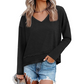 👚 Női, laza, hosszú ujjú, V-kivágású felső – 9 színben, S–2XL méretben