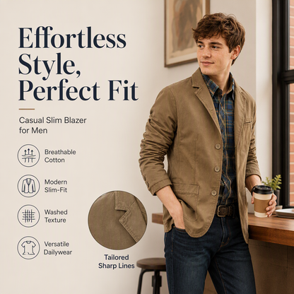 Férfi kivágott hajtókás, slim-fit zakó