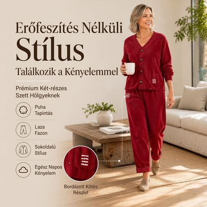 Női lezser kordbársony két darabos szett