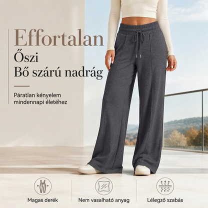 Női alkalmi széles nadrág, derékrésze húzózsinóros és rugalmas