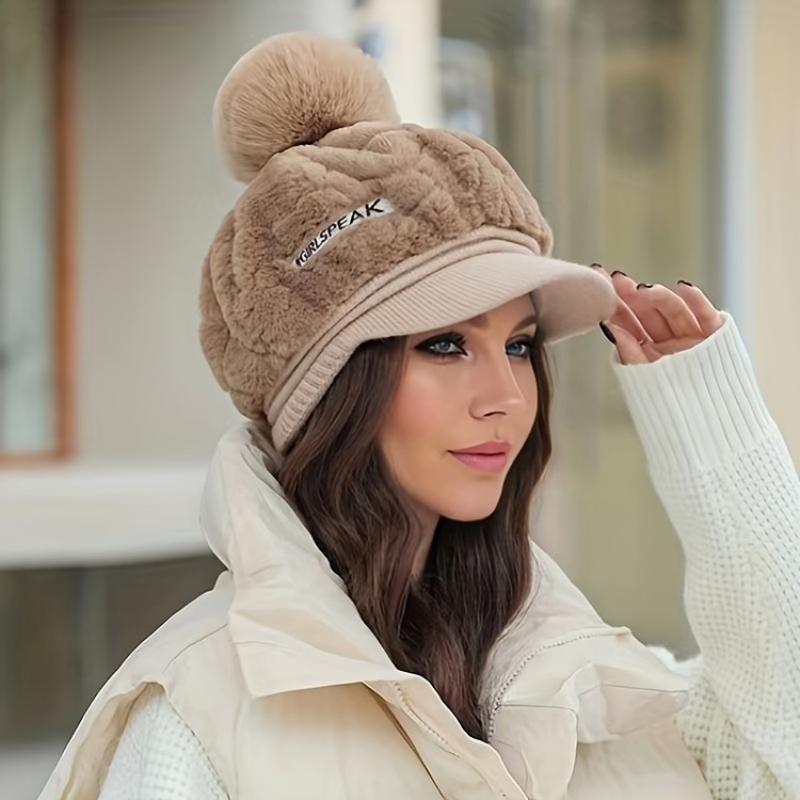 🥰За красива дама🥰 Модерна зимна шапка с къса периферия👒