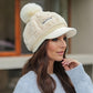 🥰За красива дама🥰 Модерна зимна шапка с къса периферия👒